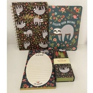 Studio Oh! Sloth Themed Floral Stationery Set Notepad Pens Cottagecore Cute Twee